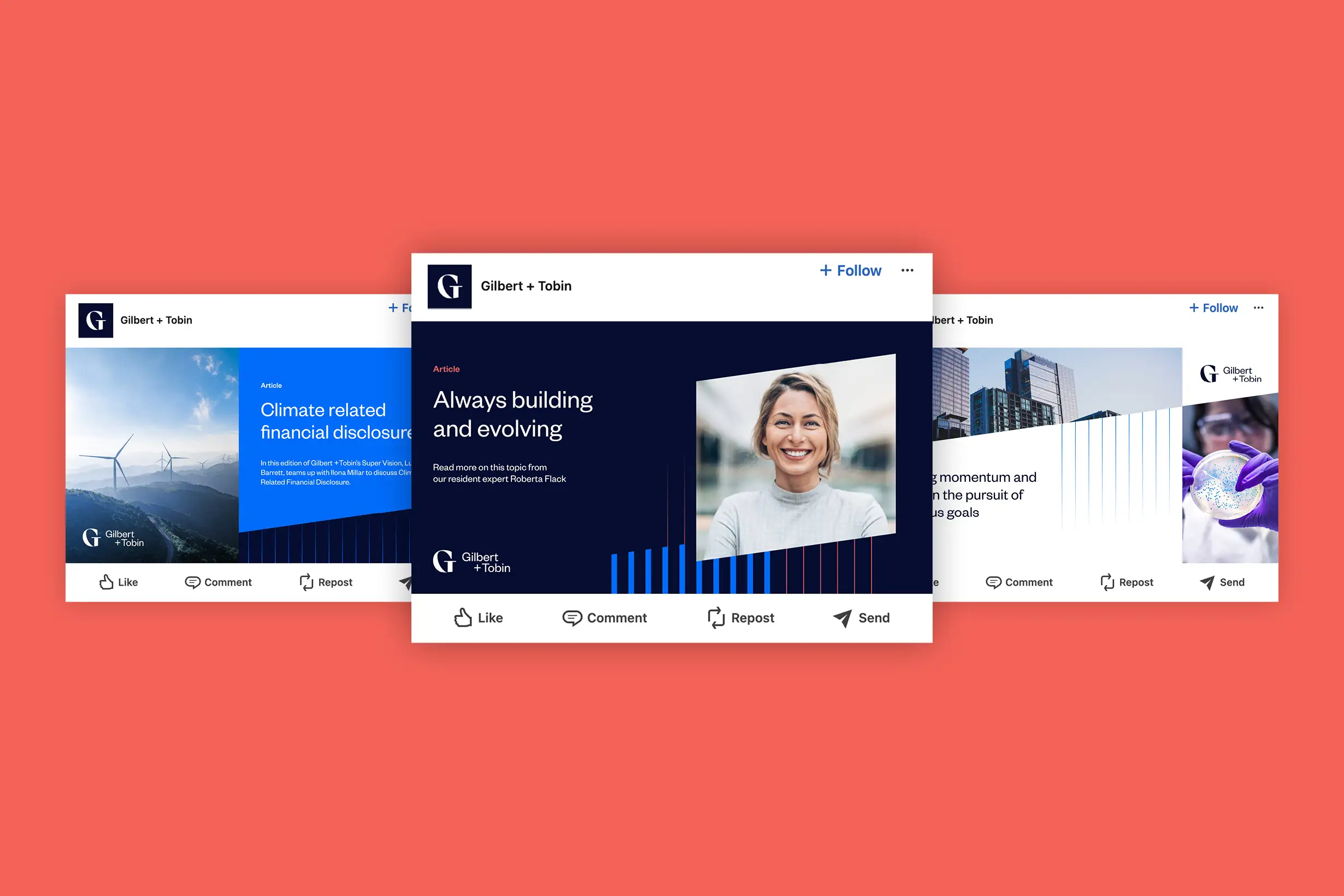Three Gilbert + Tobin social media posts.