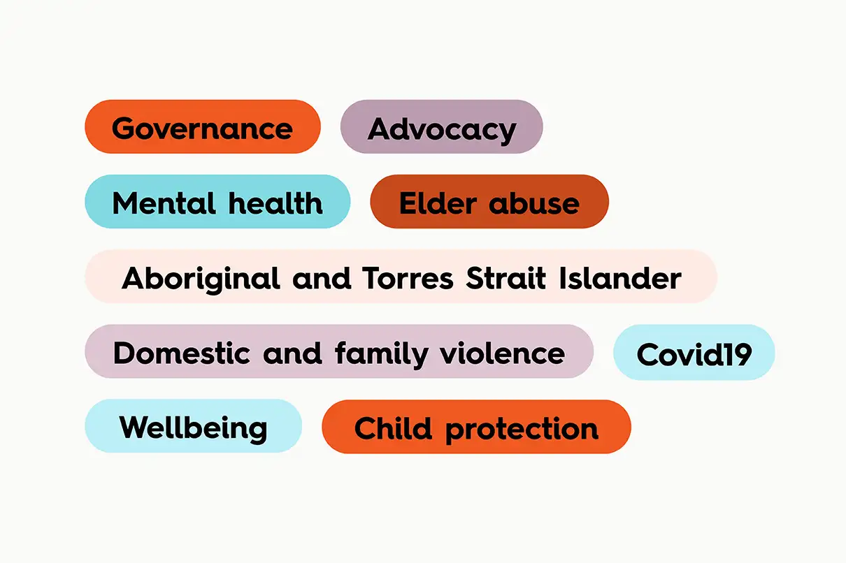 Set of content tags representing key issues HJA supports, used to structure site navigation and organise resources.