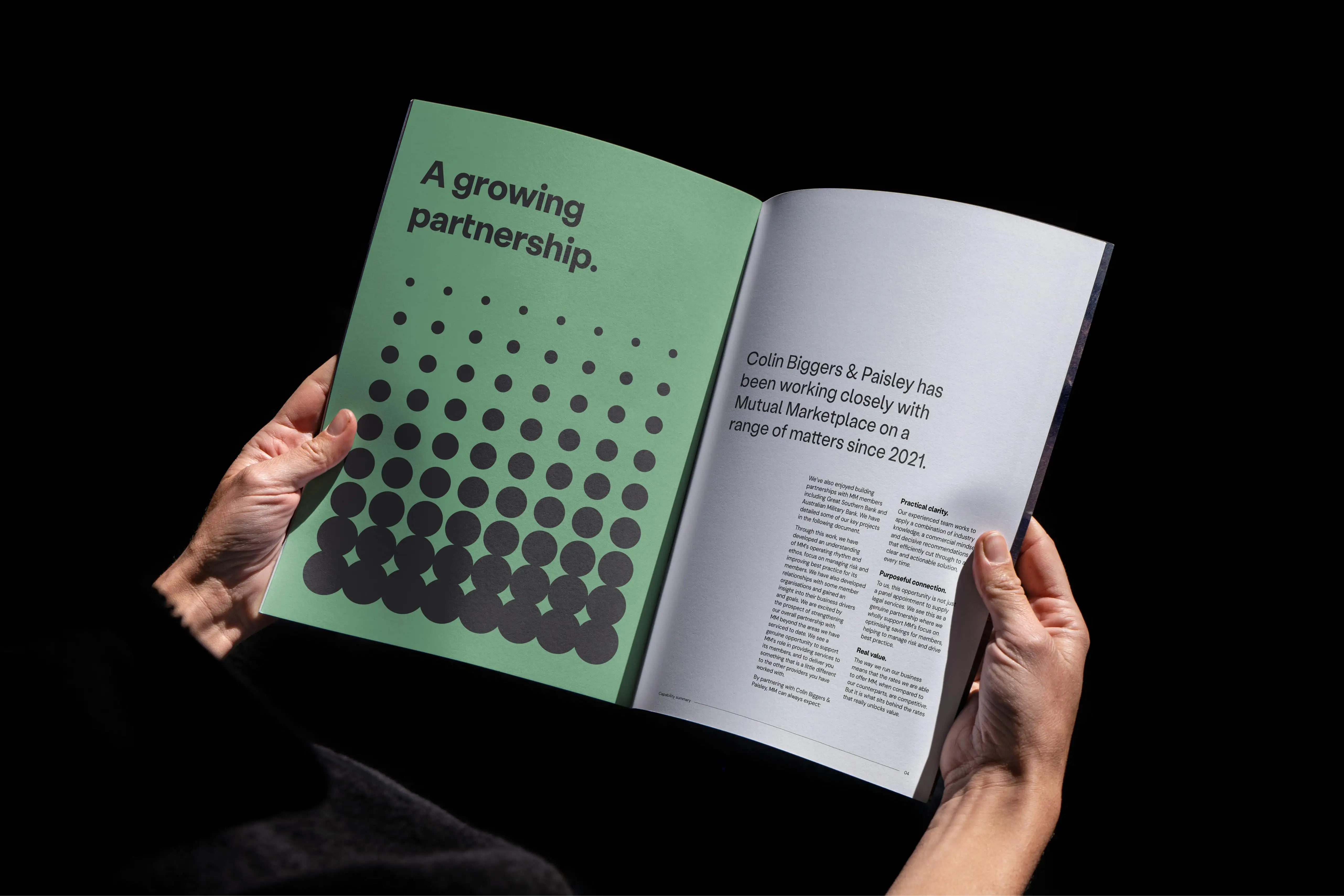 Colin Biggers & Paisley booklet being held by a person.