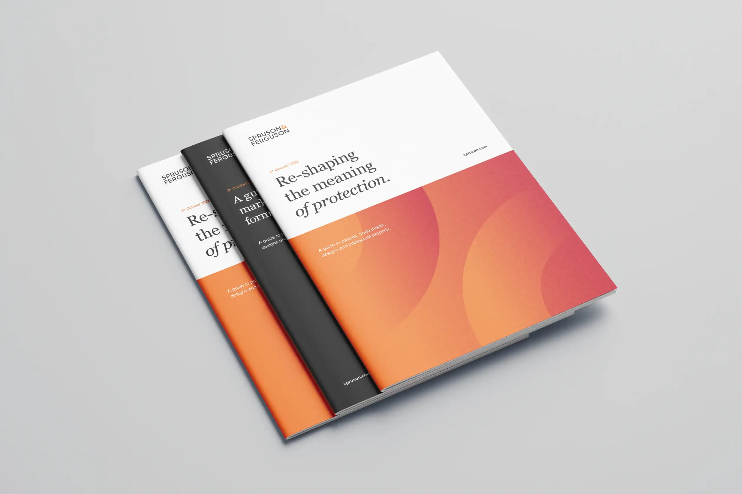 Stack of Spruson & Ferguson printed guides.