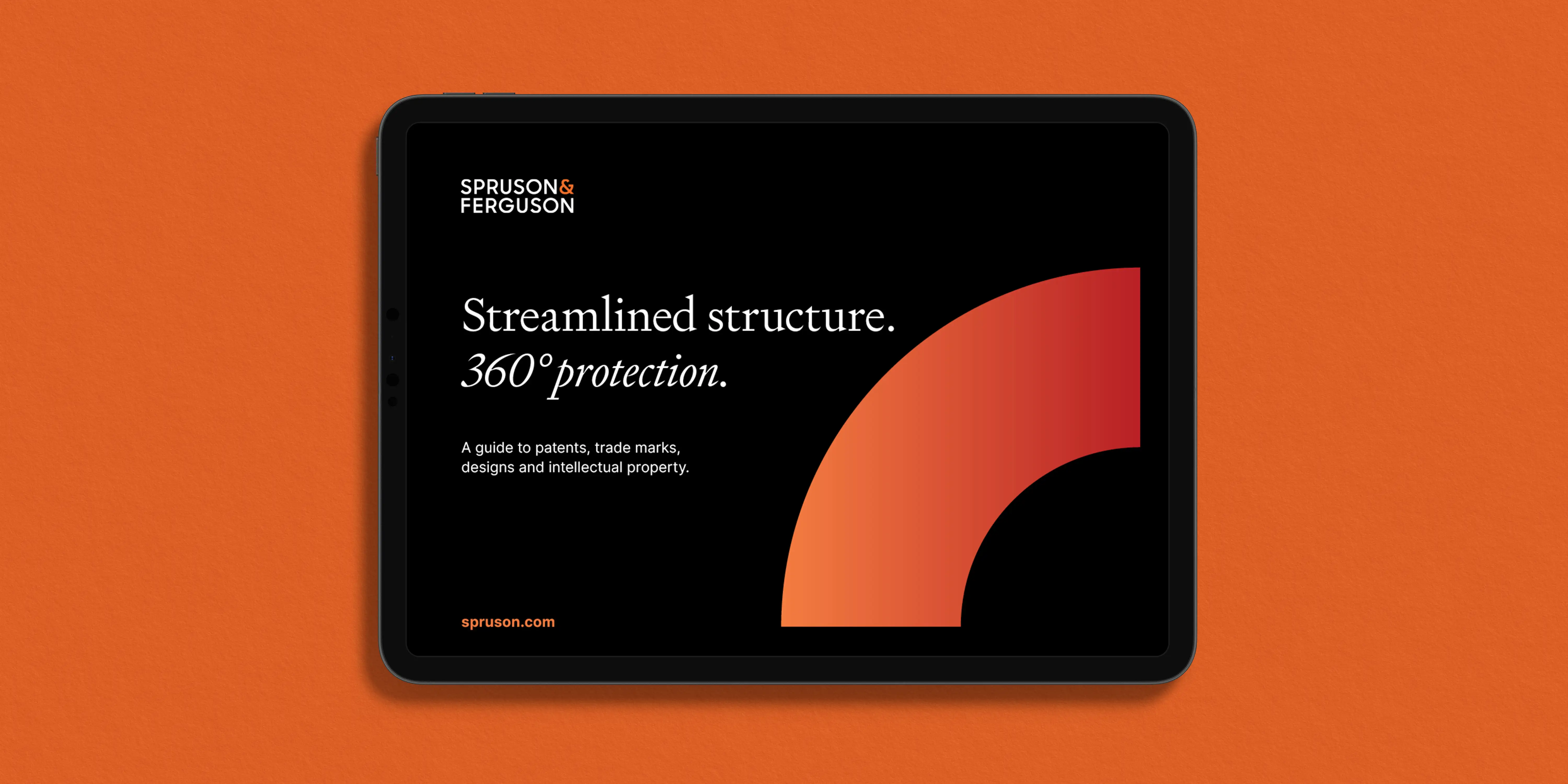 iPad displaying Spruson & Ferguson’s brand design.