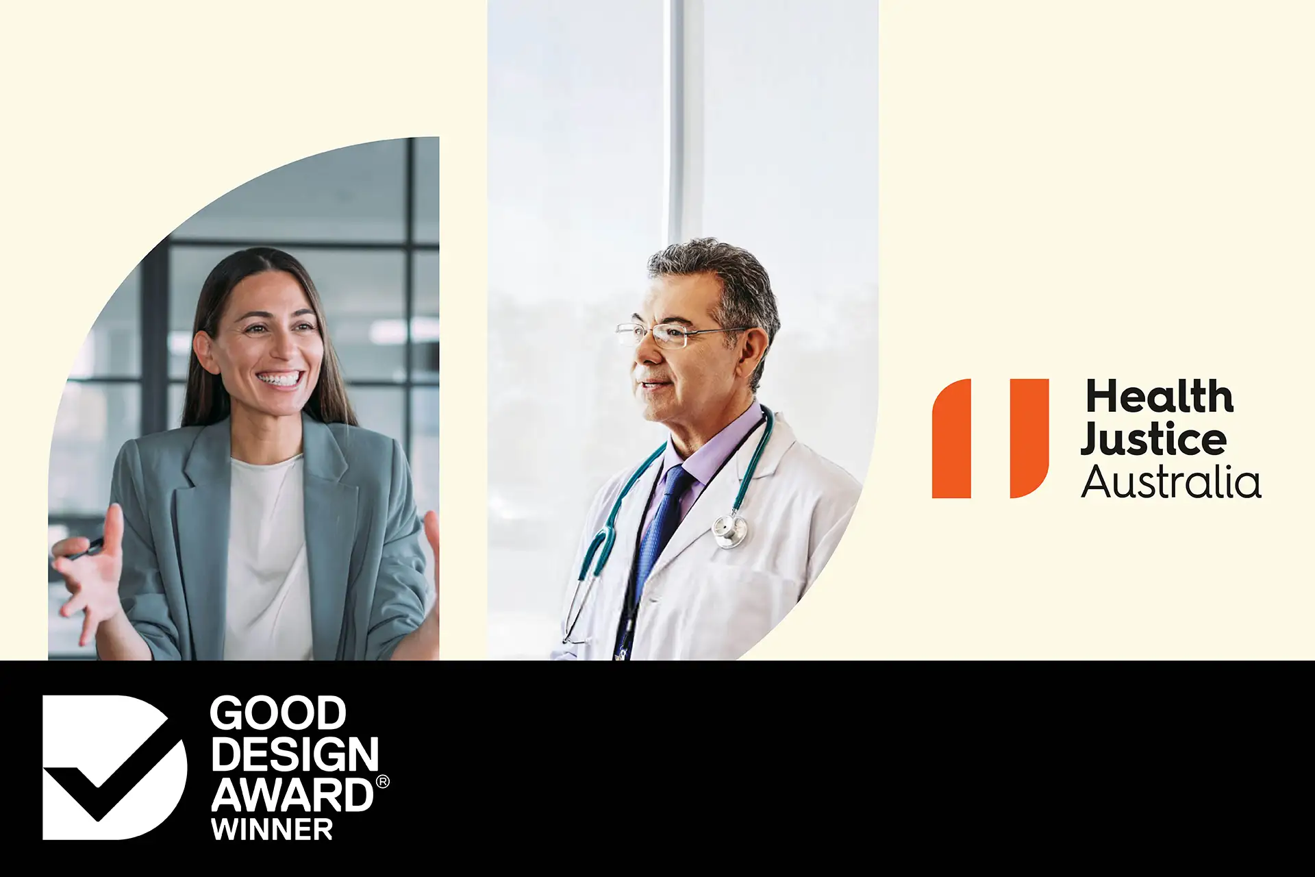 Health Justice Australia brand introduction showing leadership and frontline practitioners alongside the refreshed visual identity.