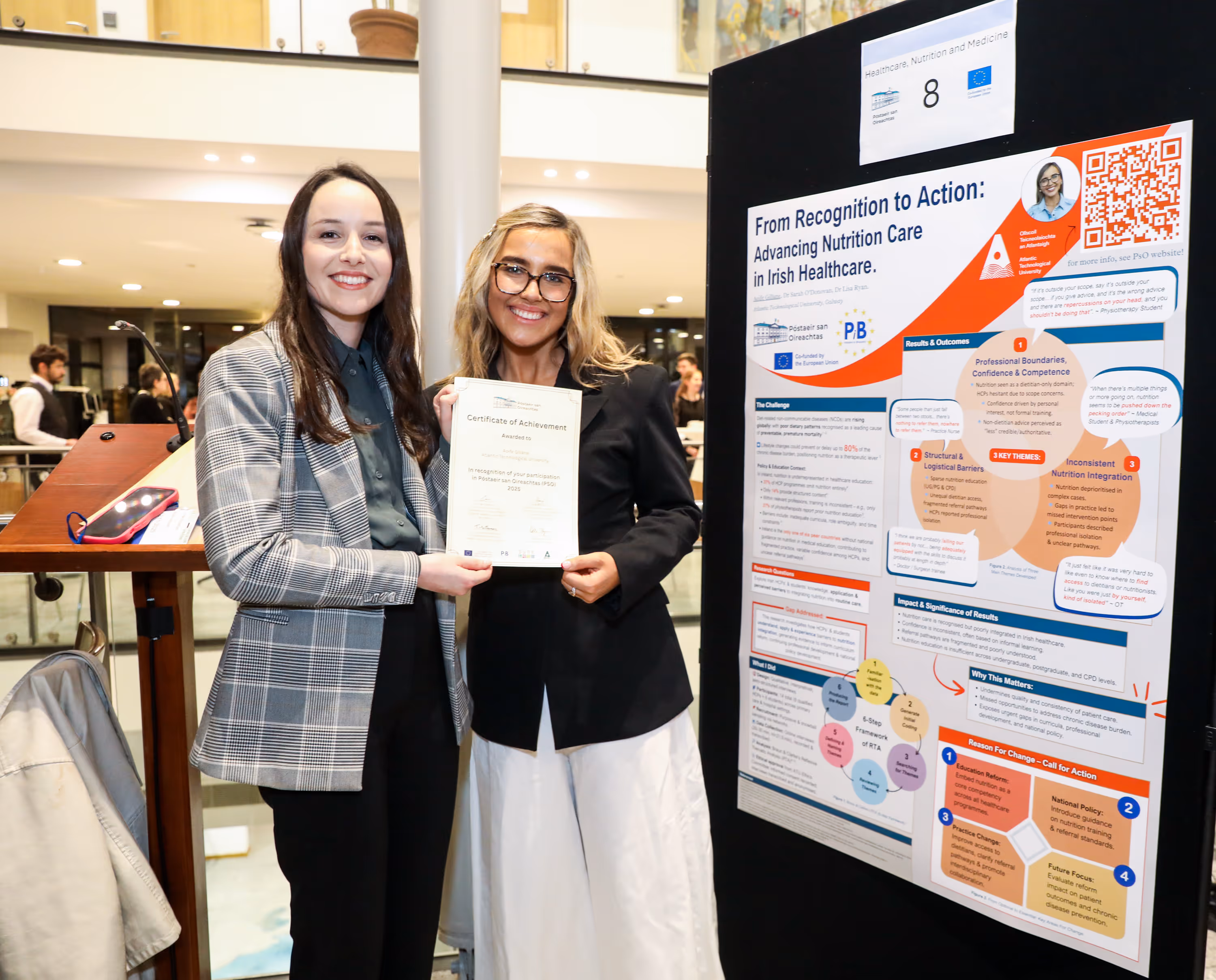 Dr. Brigid Hooban ATU awarding ATU student with PsO certificate