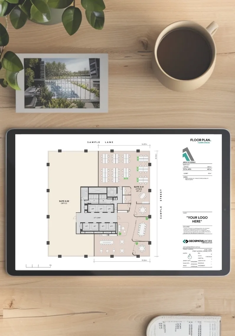 Commercial floor plan example on an ipad