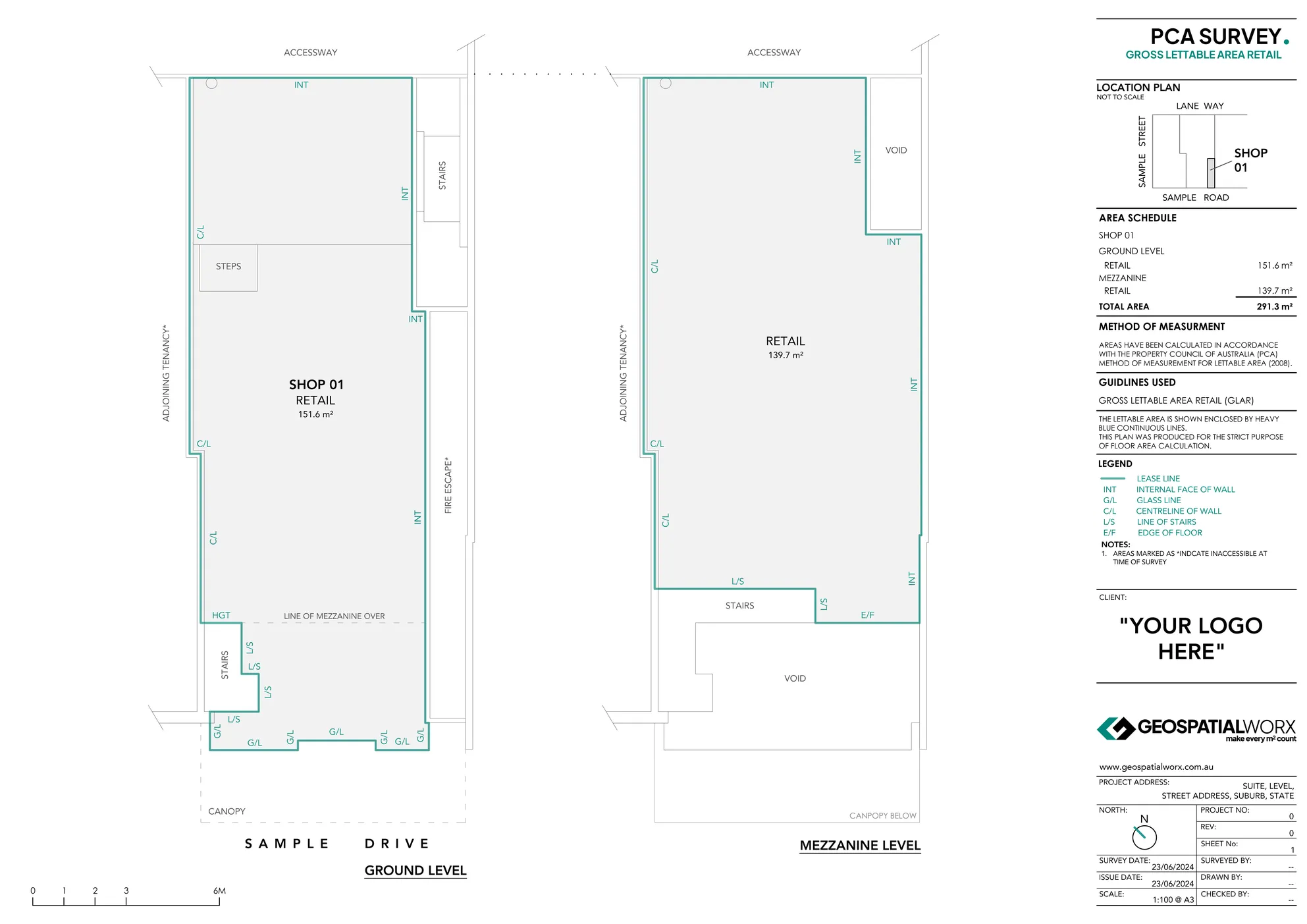 PCA GLAR Survey of a 2 level retail premises