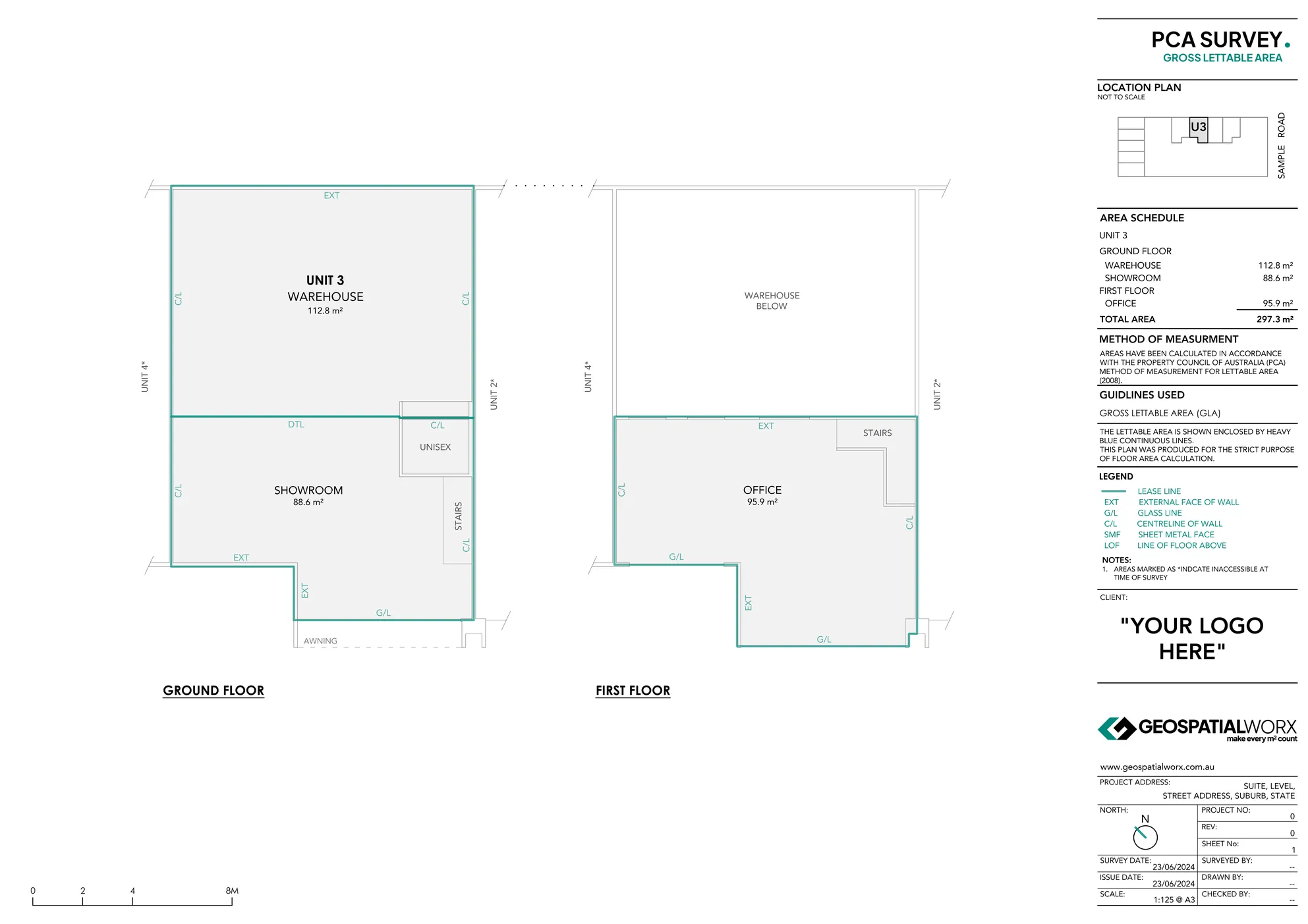 PCA GLA Survey of an industrial showroom/warehouse unit