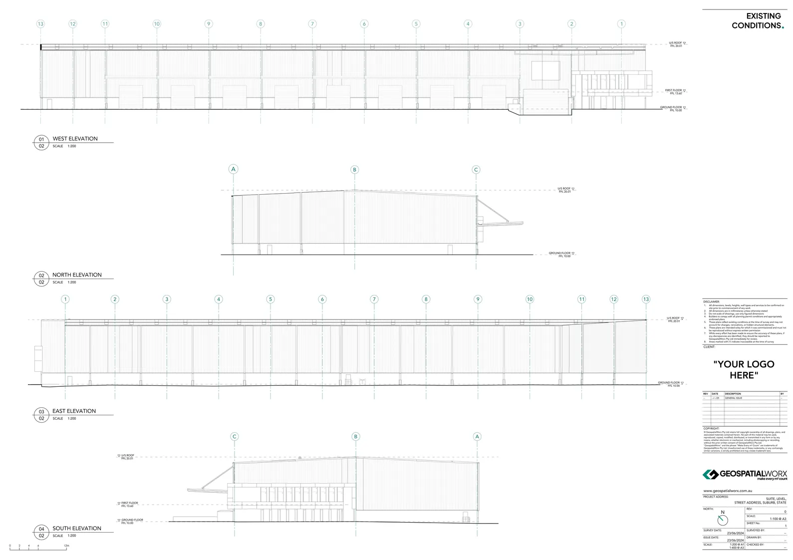 4 x external elevations of industrial property