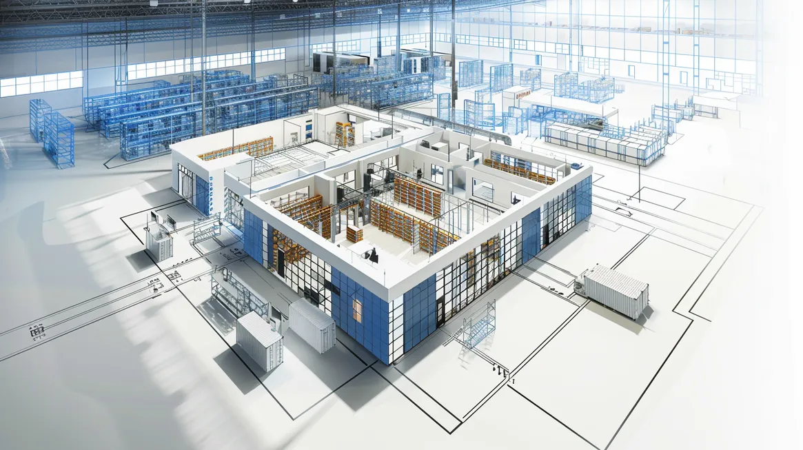 Revit model illustration of an  internal warehouse