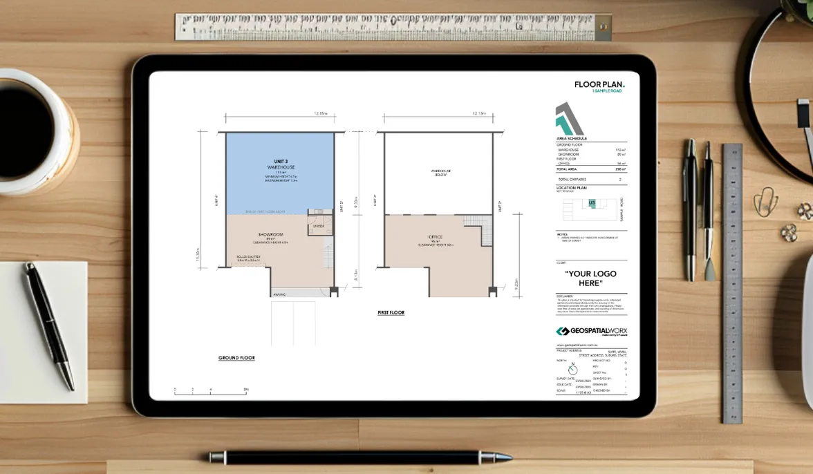 Industrial floor plan on an ipad 