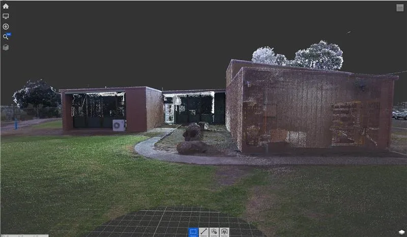 External point cloud elevation view of a warehouse building