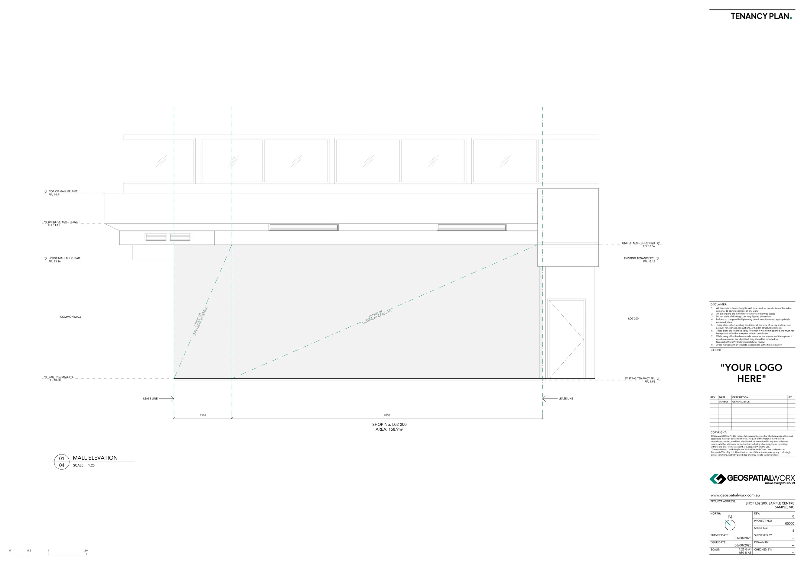 4 external elevations of a warehouse building with a 2 level office