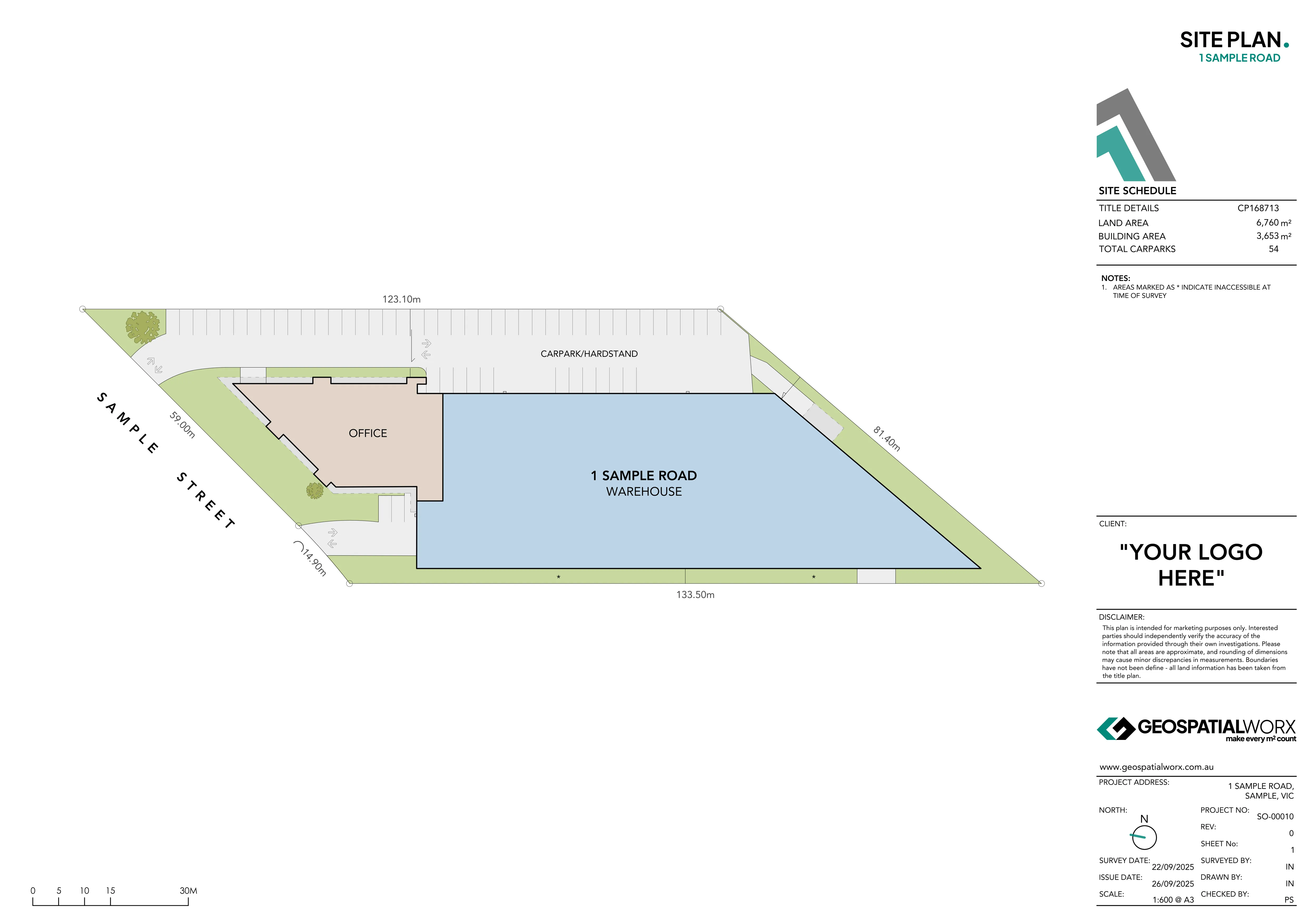 Floor plan for marketing of a 2 level showroom/warehouse unit