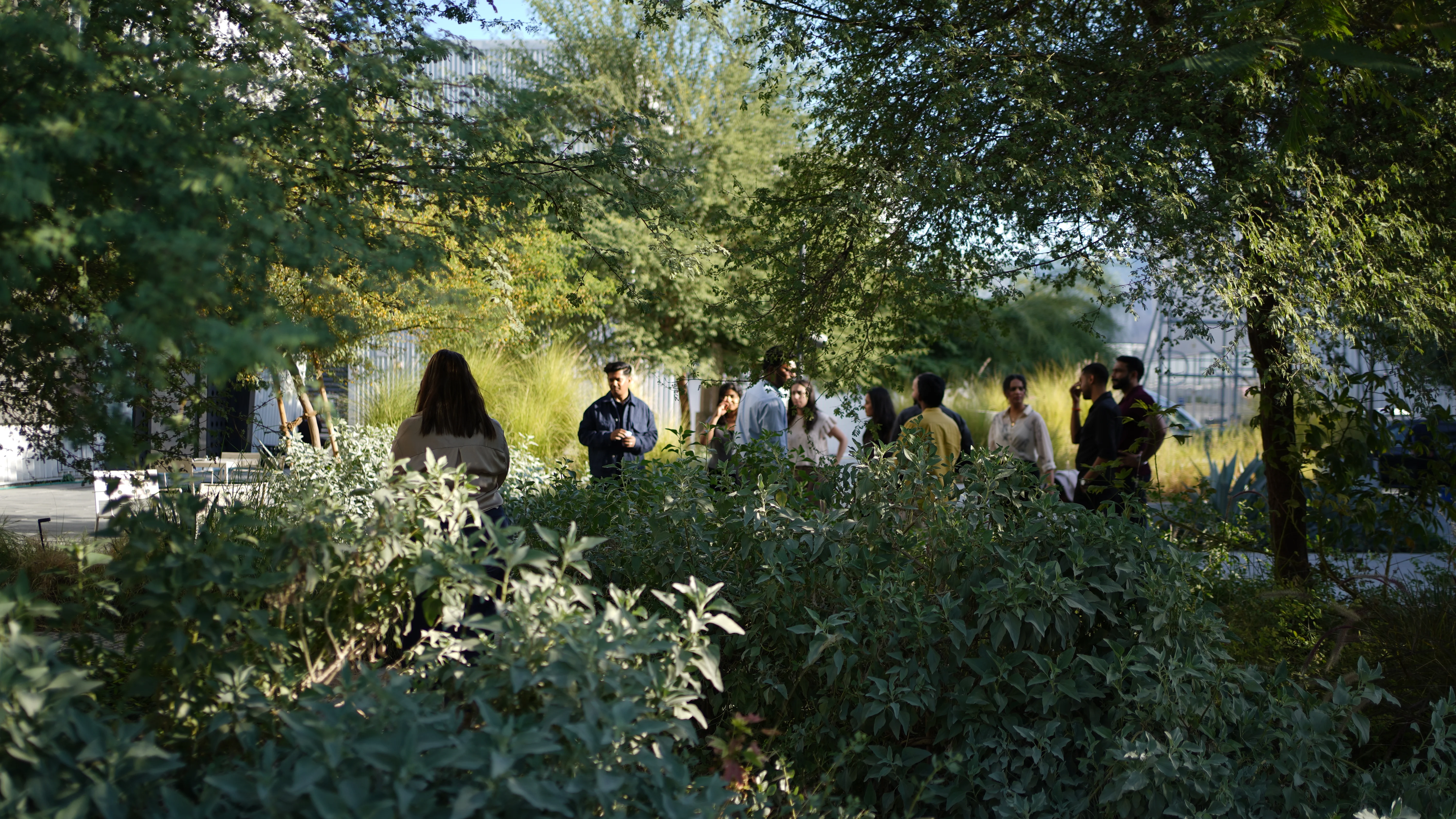 LIMAH design team gathered outdoors for a collaborative discussion