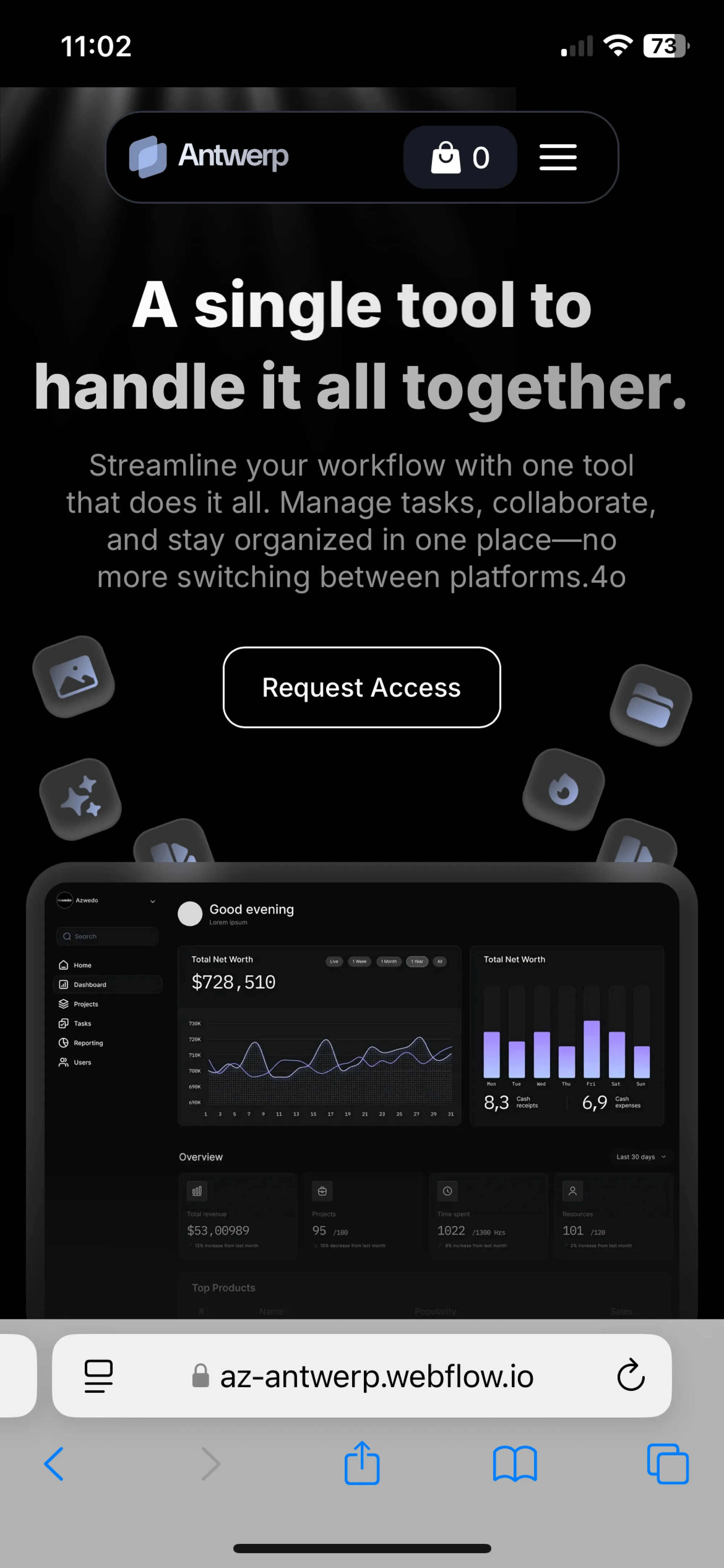 SaaS Webflow Template -Antwerp - Created by Wedoflow.com and Azwedo.com