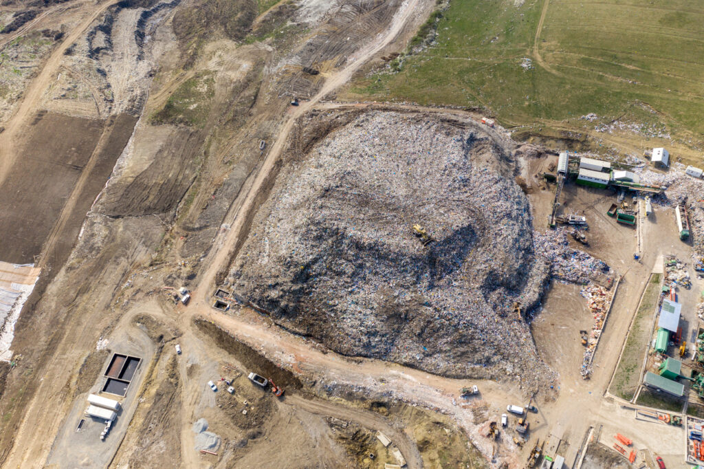 Aerial view of a waste processing site