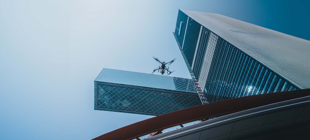 A drone deployed for Facade inspection