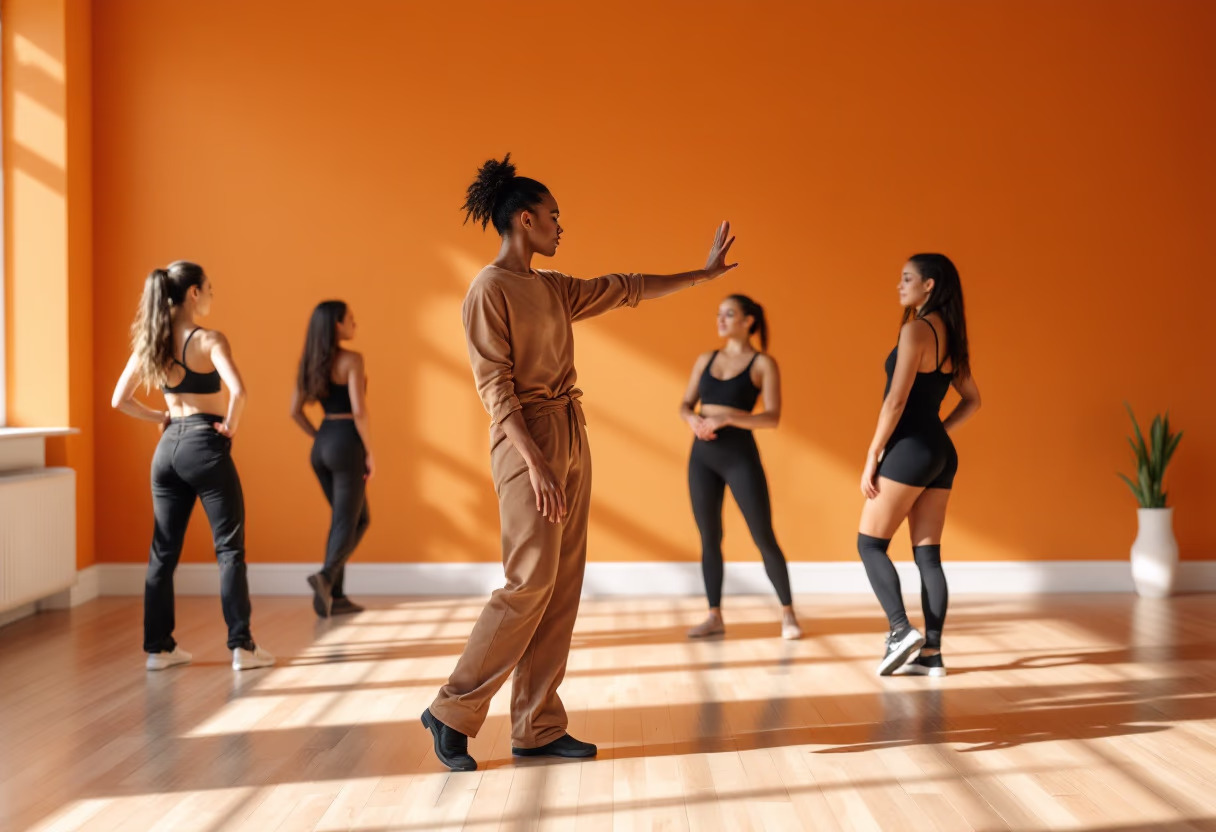 image of dance instructor teaching a class
