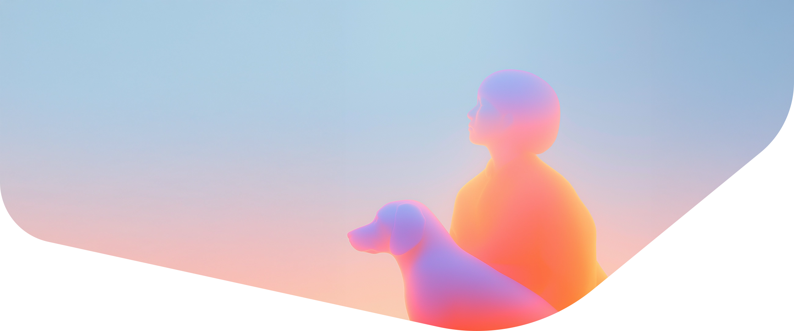 Colorful gradient illustration of a person and their dog side by side