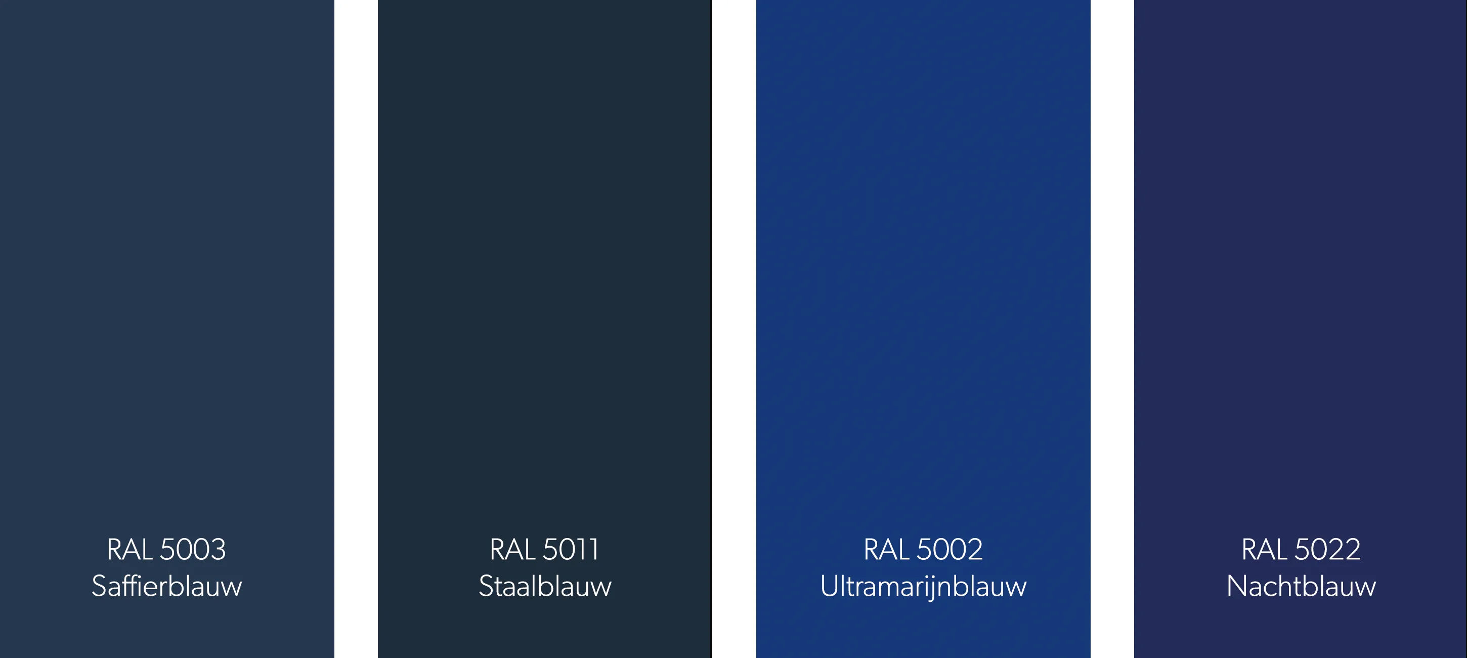 RAL kleuren vergeleken bij marineblauw