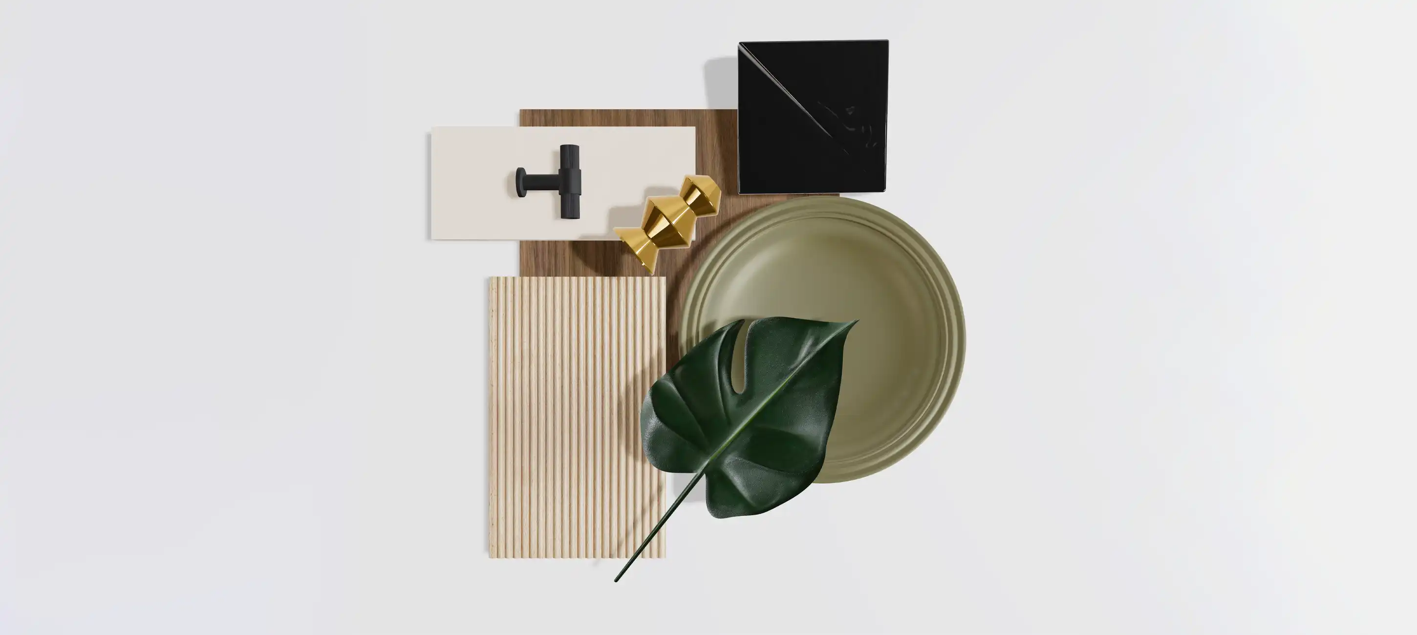Moodboard olijfgroen met goud