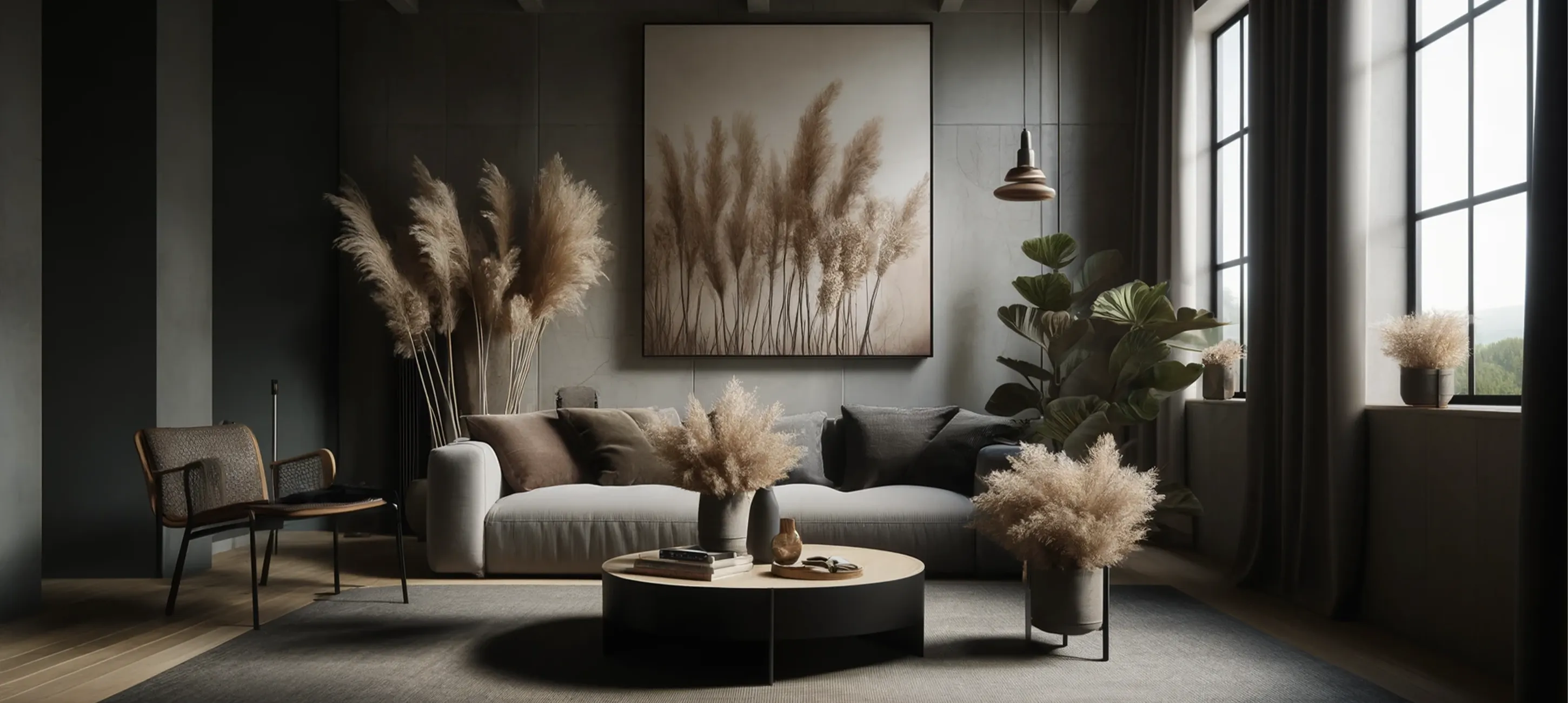 Een industriële kamer met RAL 7021 op de muren