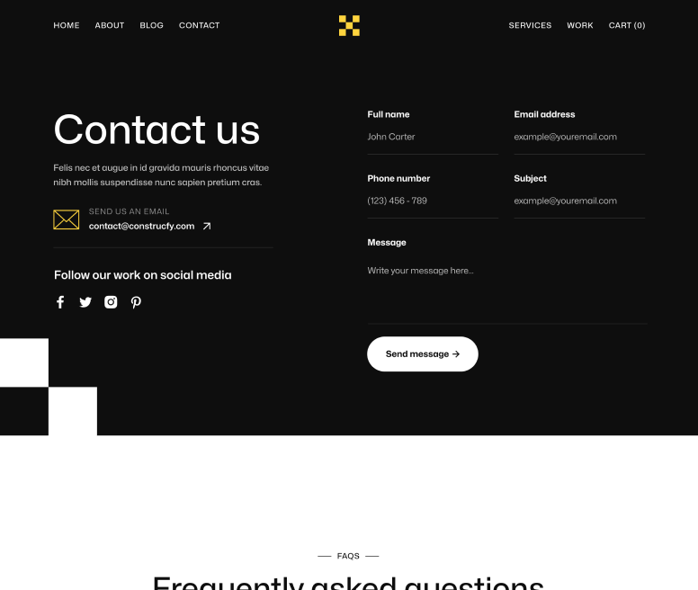 Contructify X - Contact V1 Page - Construction Webflow Template