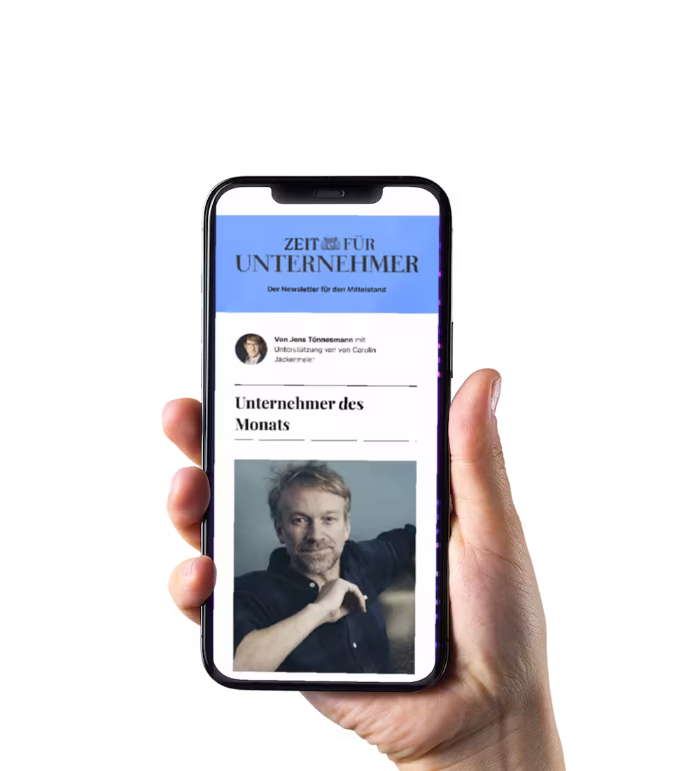 Handy, das ZEIT für Unternehmer Webseite zeigt