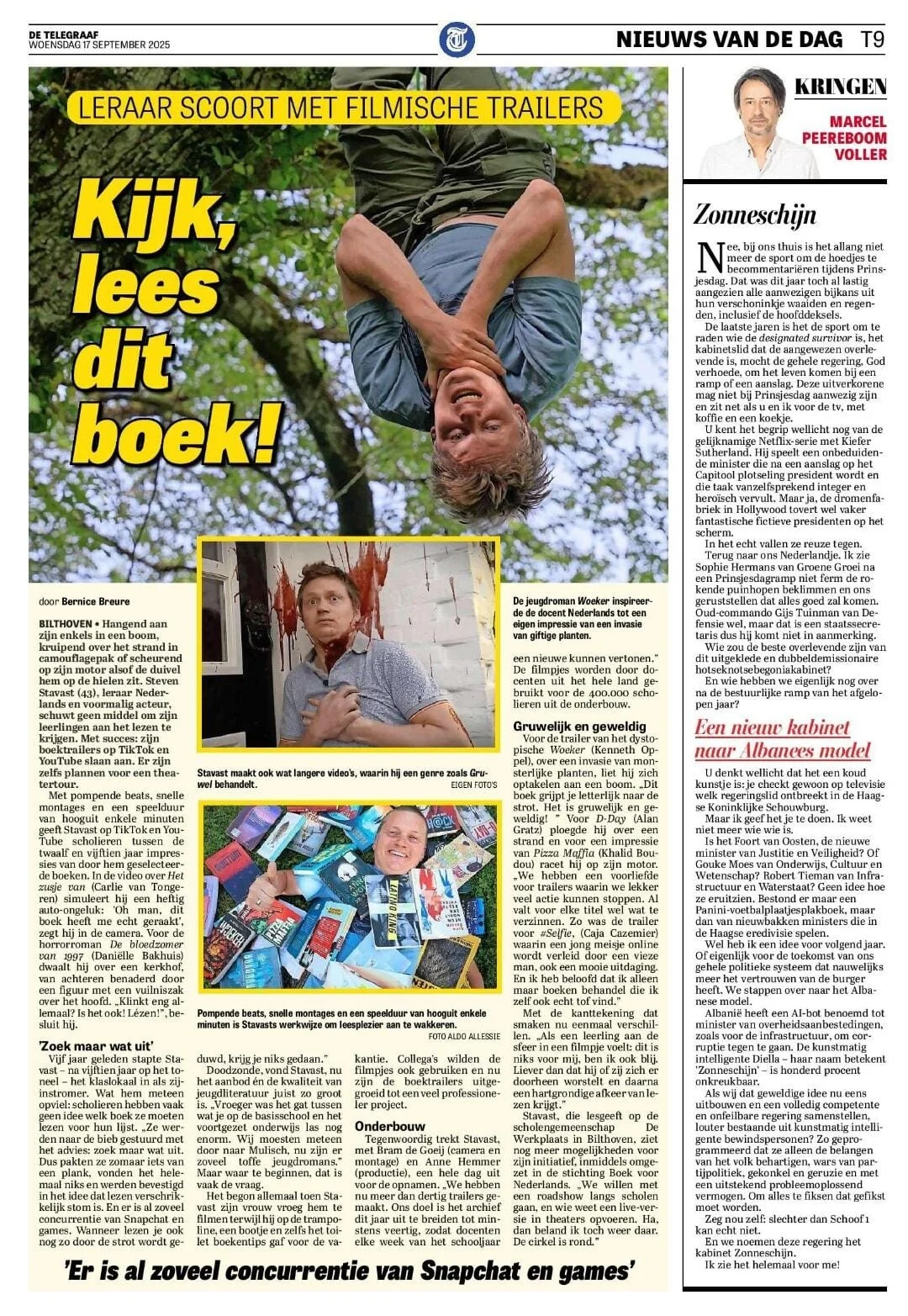 Artikel over Boek voor Nederlands in De Telegraaf