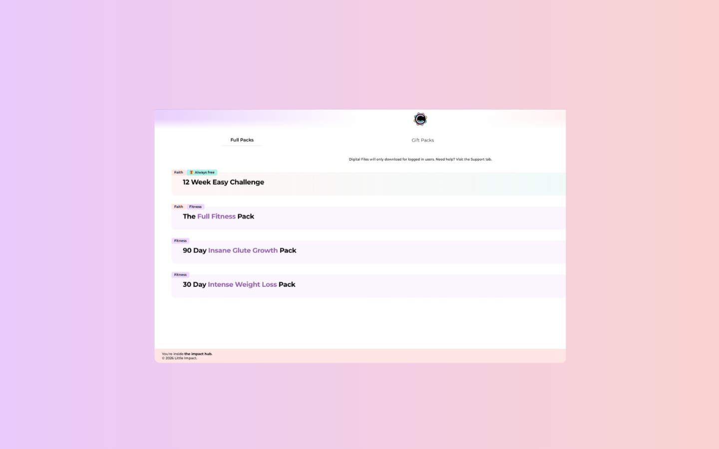 Read-only view image of the impact hub portal