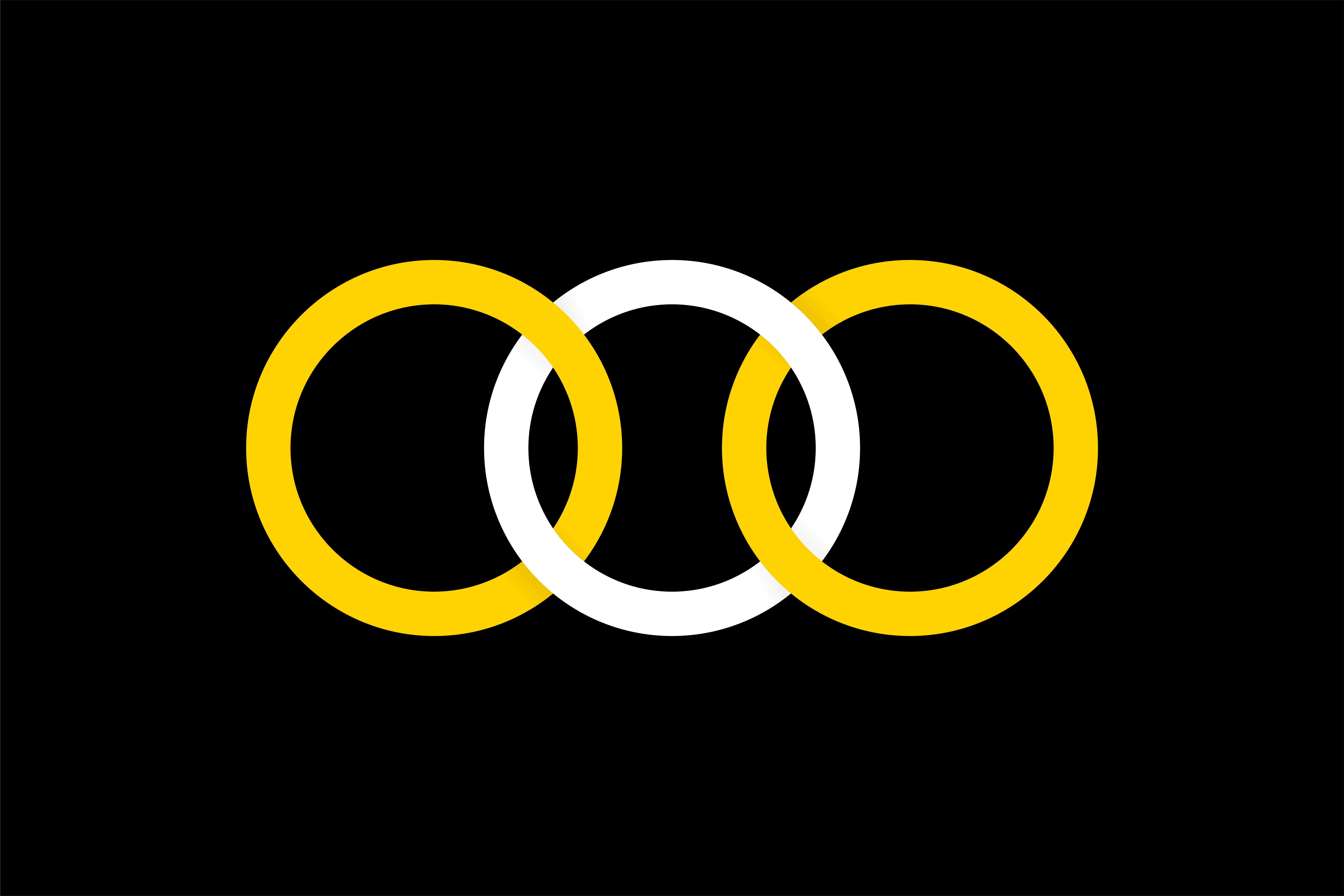 Three interlocking yellow rings symbolising collaboration between UI designers, developers, and content specialists.