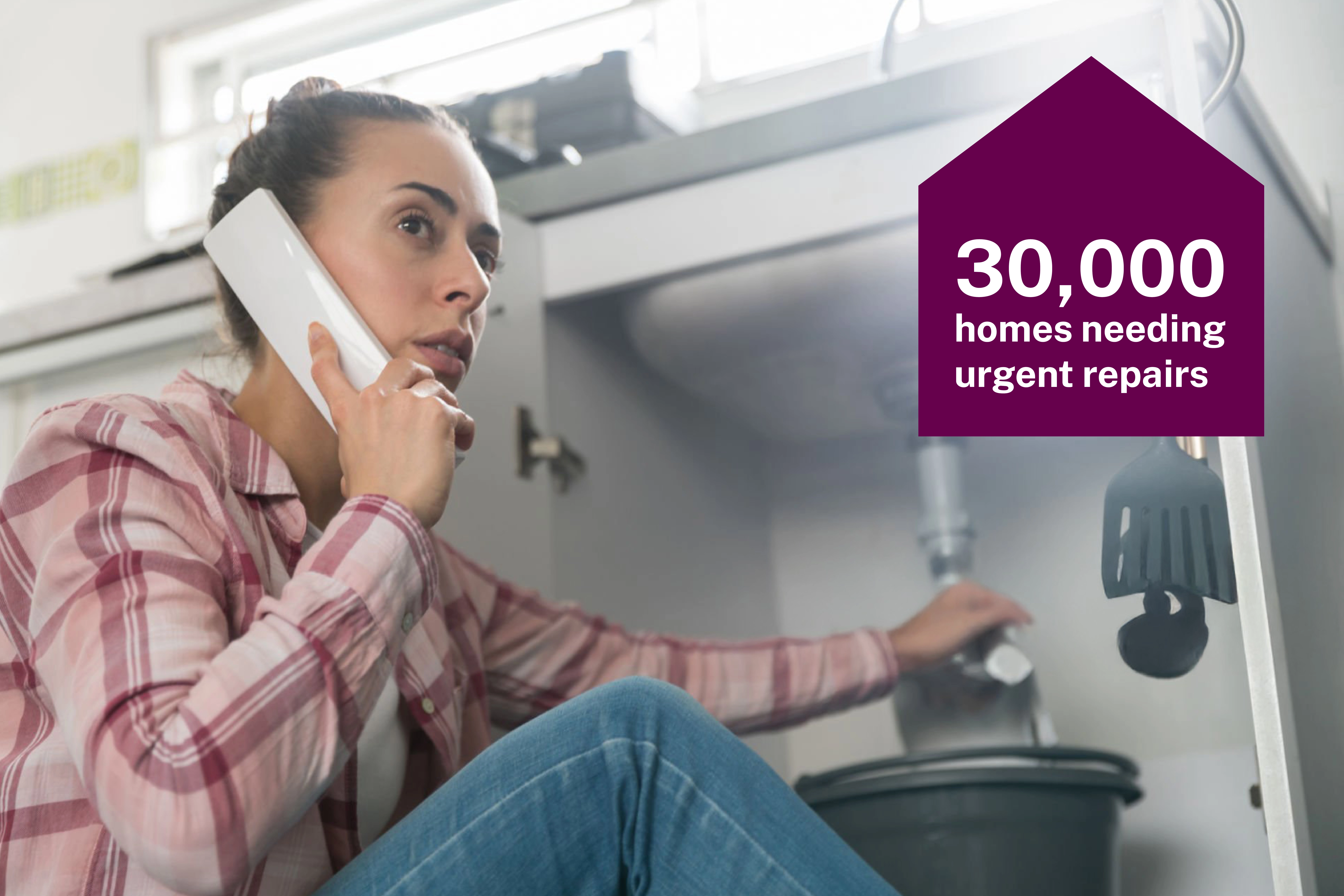 A tenant reporting a plumbing issue, illustrating the scale of urgent repair needs the Homes NSW project aimed to address.