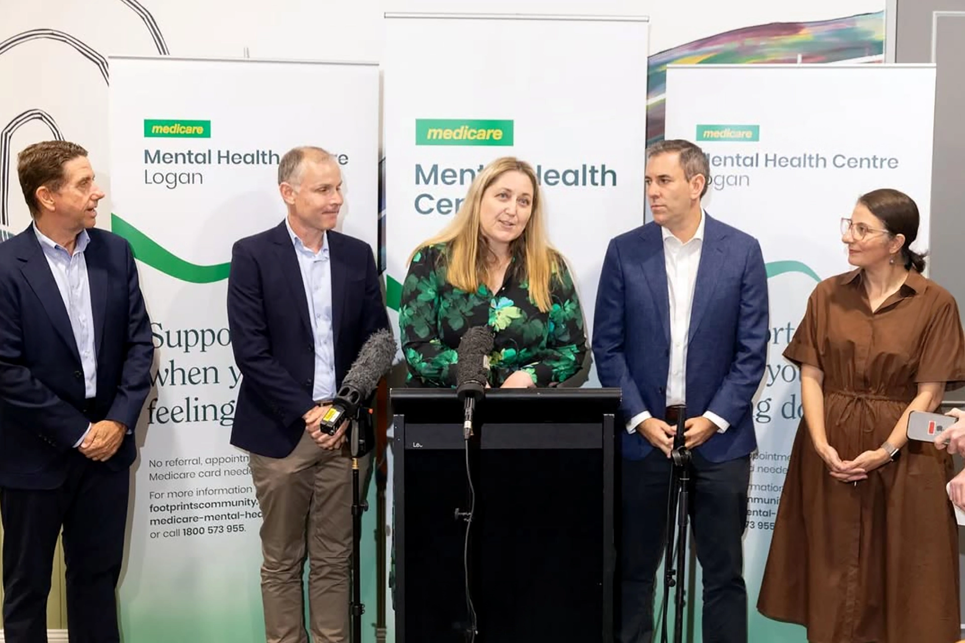 Ministers and officials launching the first Medicare Mental Health Centre in Logan at a public event.