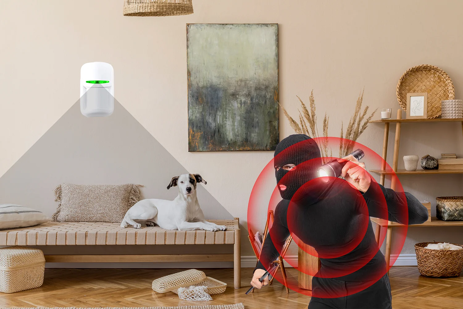 PIR sensor dat een inbreker detecteert maar geen huisdieren