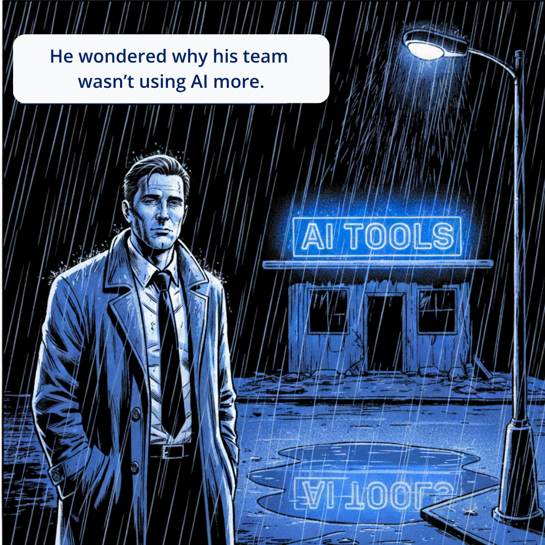 Comic noir of executive leader