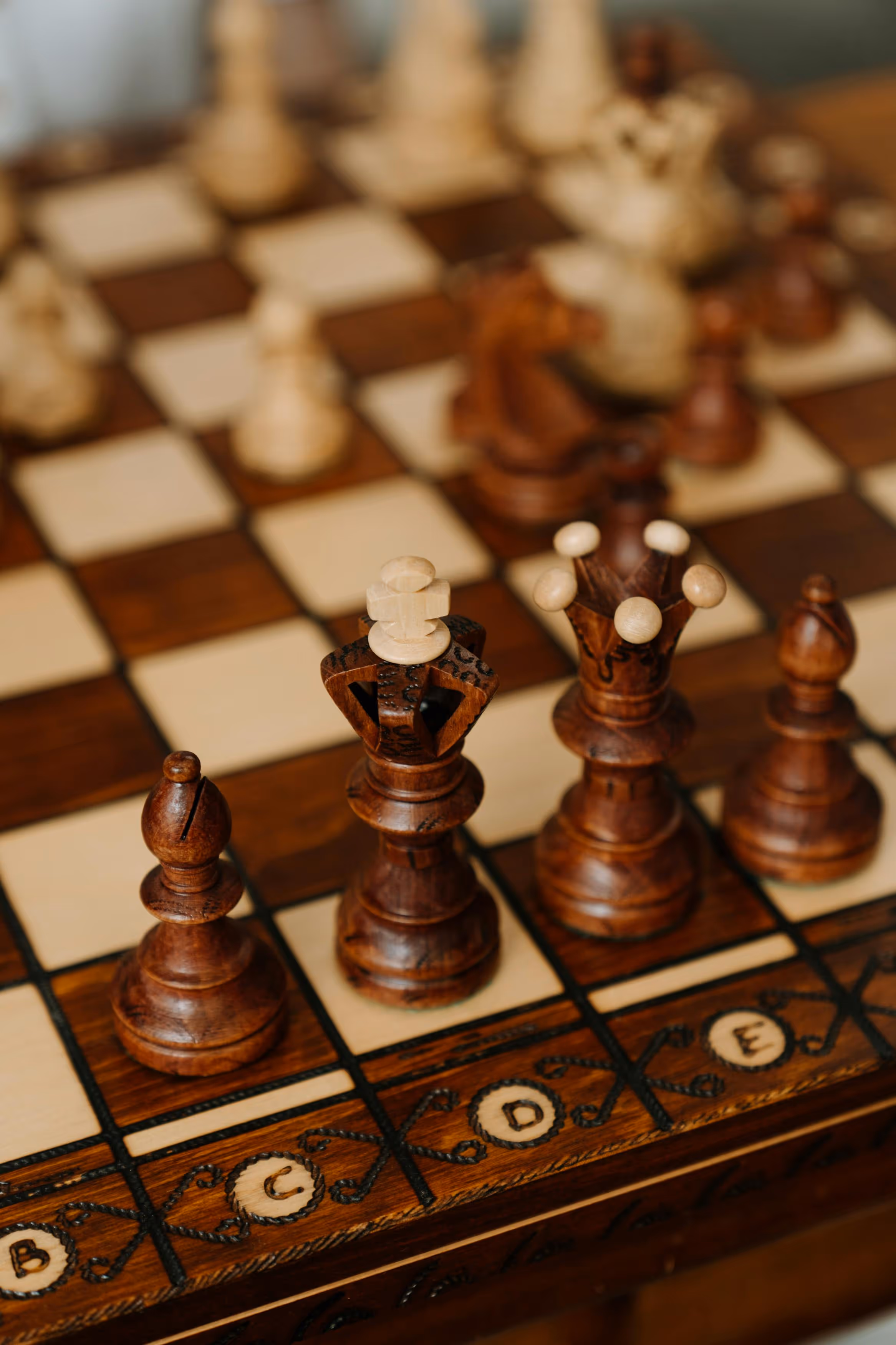 Close-up of a chessboard, representing strategic choices and legal planning.