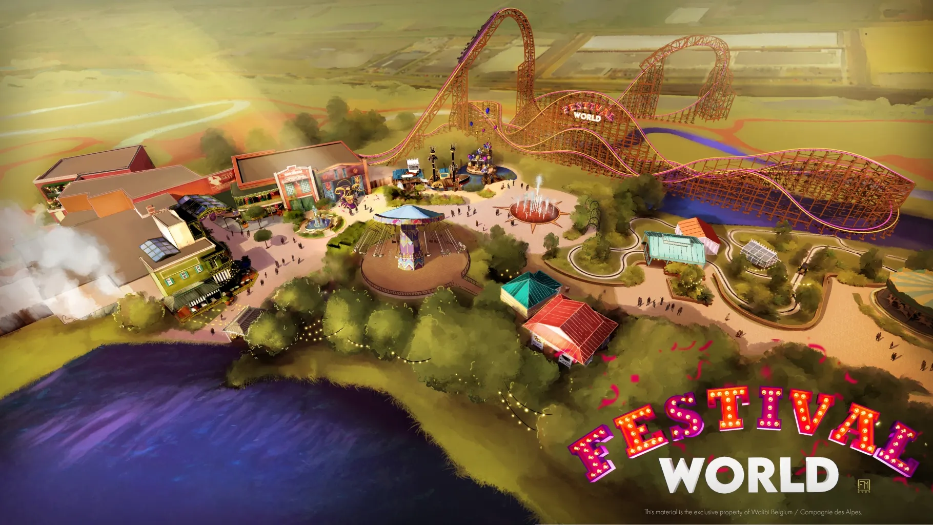 Concept art de la vue aérienne de Festival World à Walibi Belgium / © Walibi Belgium