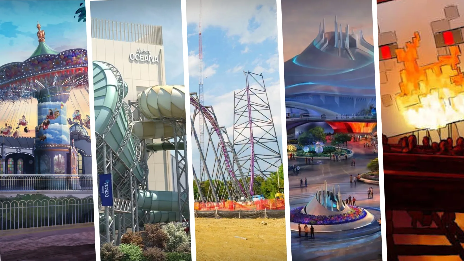 Montage des nouveautés et nouvelles attractions prévues dans les parcs en 2027