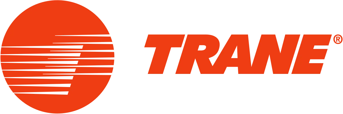 Trane company logo with stylized red circular design and bold red text.