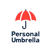 Red umbrella icon above the text 'Personal Umbrella' in dark blue.