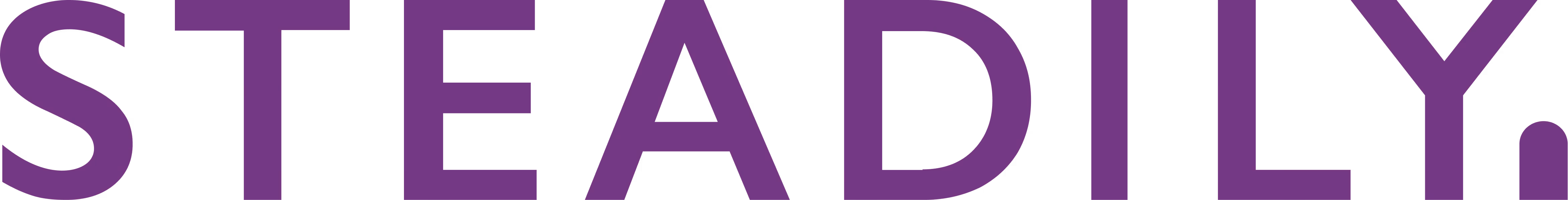 The word 'STEADILY.' in large purple capital letters on a transparent background.