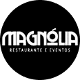 Logotipo do restaurante e eventos Magnólia com texto branco em fundo preto.