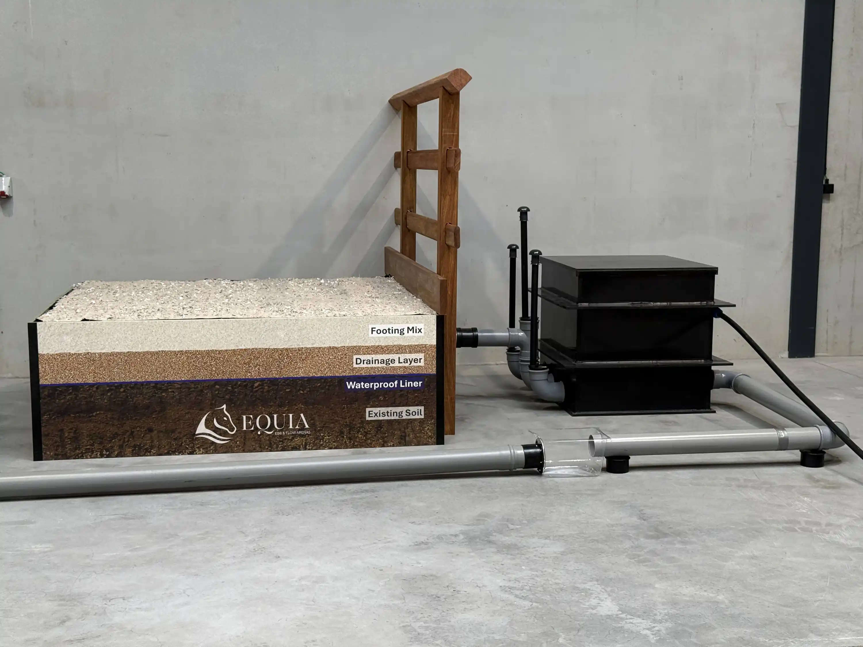 Mock-up, showing the EQUIA Ebb and Flow System, and the build-up with the different layers of sand