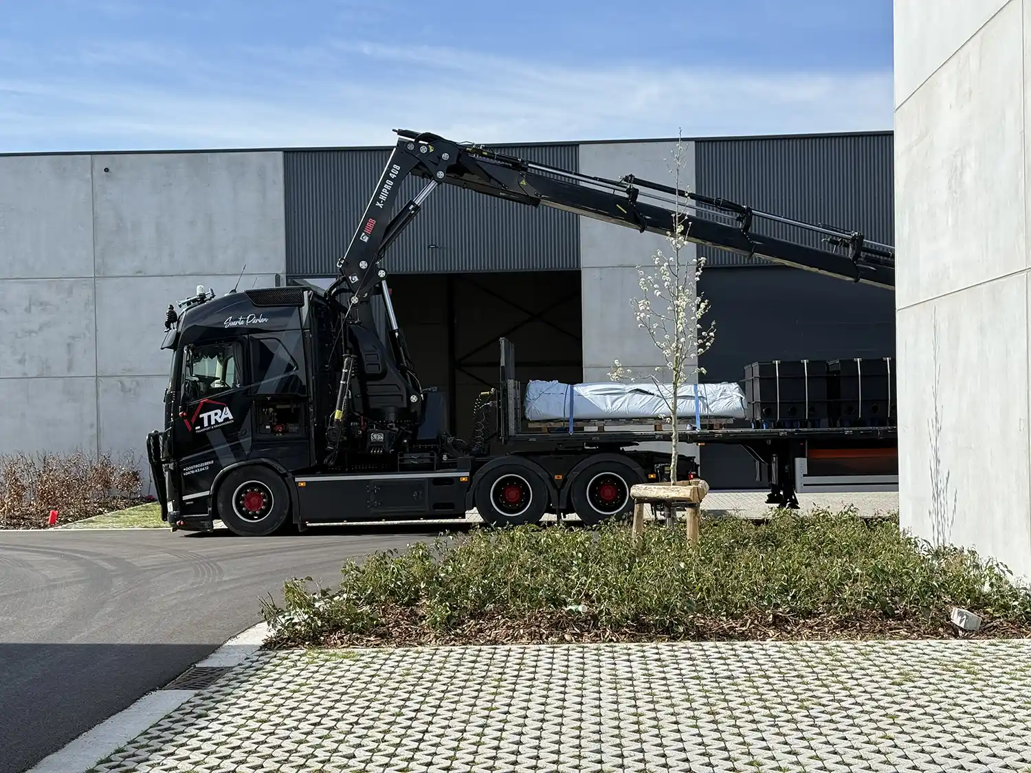 EQUIA Ebb and Flow system loaded on a trailer, to be shipped to France