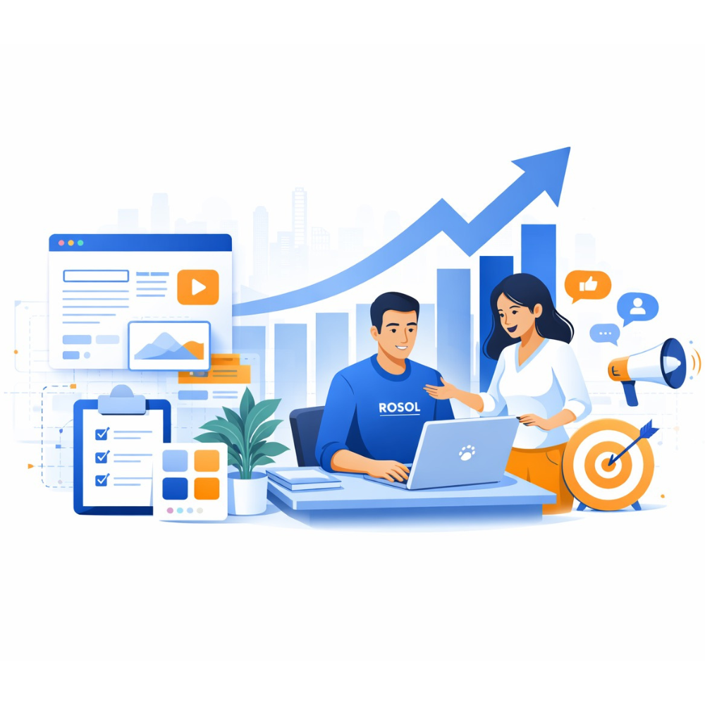 Illustration representing website and brand growth