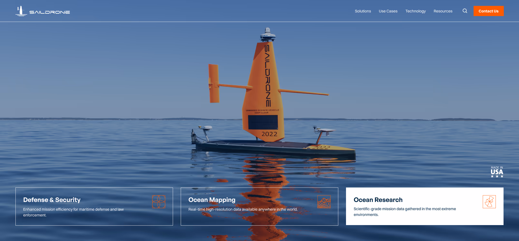 Screenshot of the Saildrone website homepage