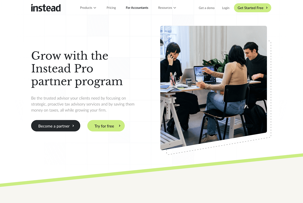 Instead website screenshot