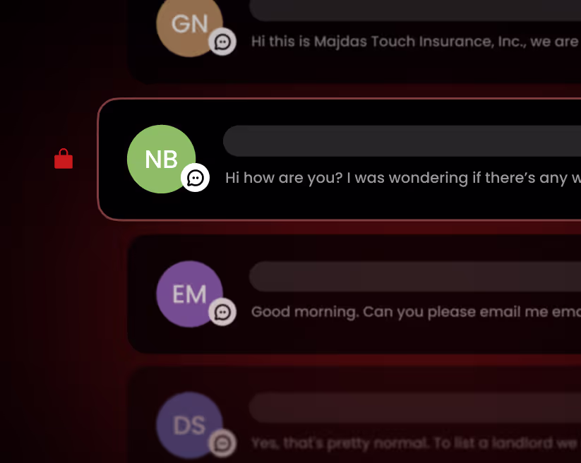 A graphic showing text messages with one having a red lock next to it. 