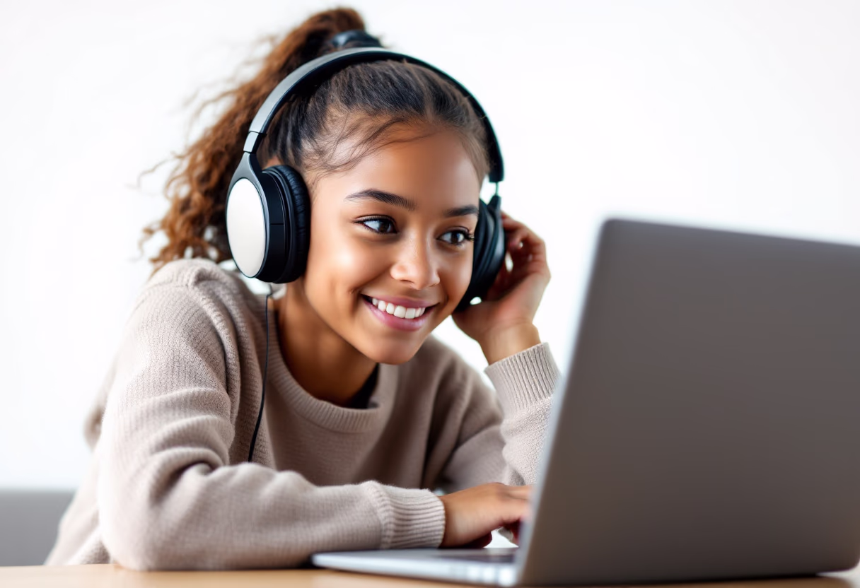 image of students attending an online class (for a edtech)