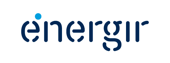 Logo d'Energir avec le 'e' stylisé en bleu.