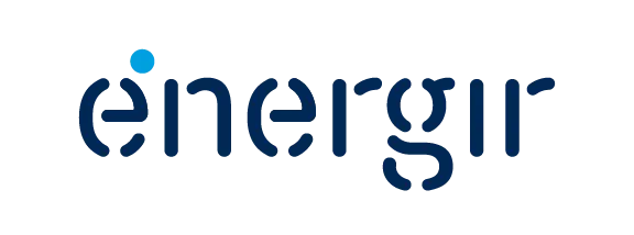 Logo d'Energir avec le 'e' stylisé en bleu.